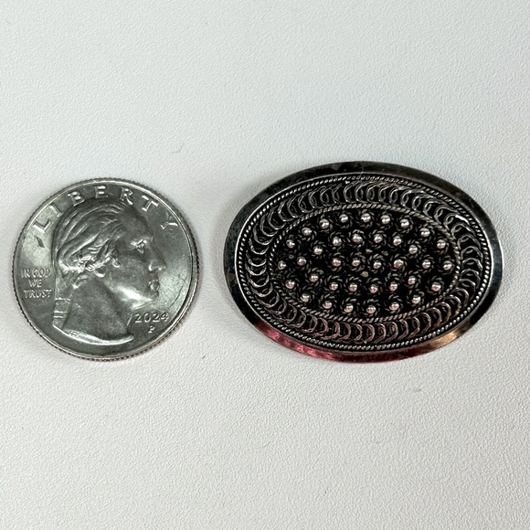 Vintage Ornate Sterling Silver Brooch Pin Stamped Hallmark Middle Eastern Design - Picture 5 of 6